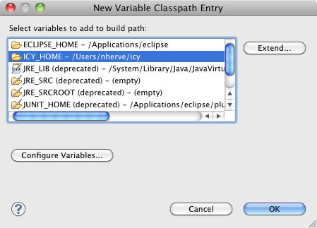 Icy4Eclipse : buildpath